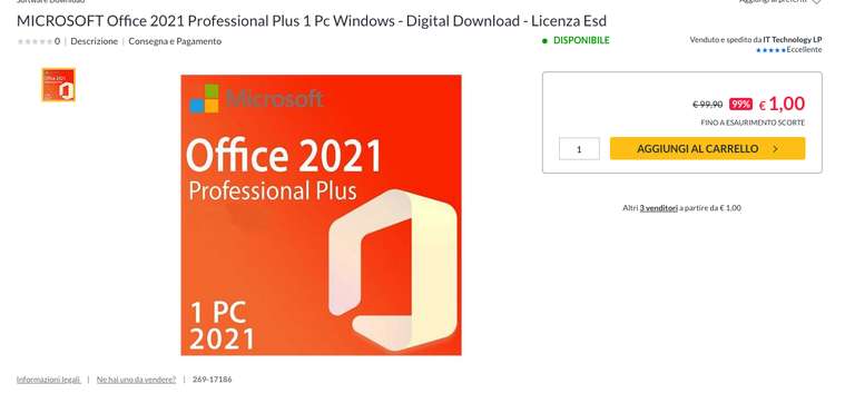 Numerosi store hanno in offerta la versione digitale di Office 2021