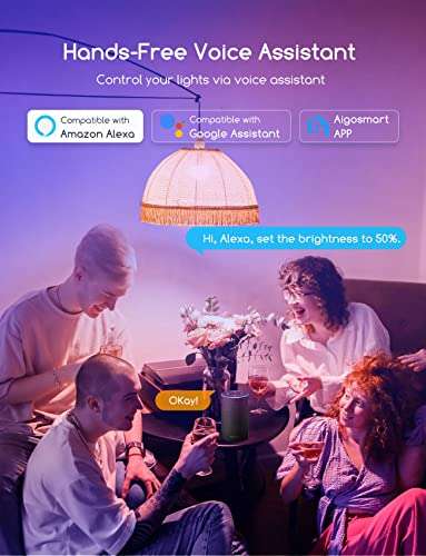 Aigostar - Lampadina Smart [RGB, E27, 9W, ritmo musicale, Alexa - Google]