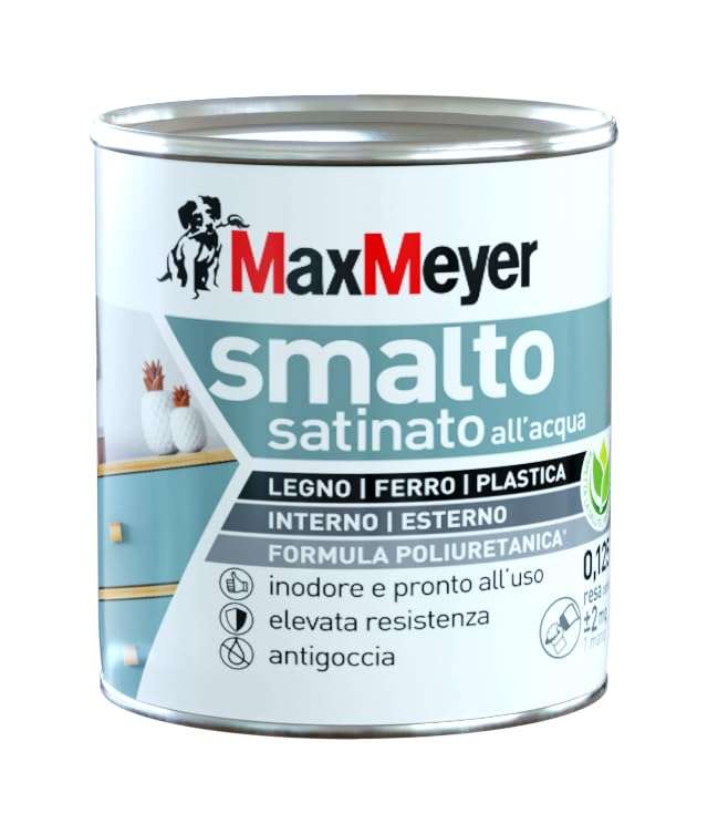 Maxmeyer Smalto All'Acqua Poliuretanico Satinato Bianco [0,125 L]
