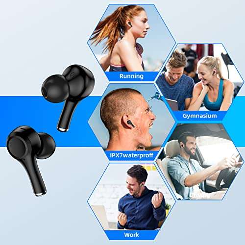 Cuffie Bluetooth 5.2, Auricolari Bluetooth con 4 HD Mic, Cuffie In Ear Wireless con Bassi Immersivi, IPX7 Impermeabili Cuffiette Bluetooth