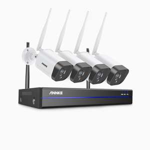 ANNKE WS300 – Kit videosorveglianza 4 telecamere 3 MPX, Compatibile con Alexa