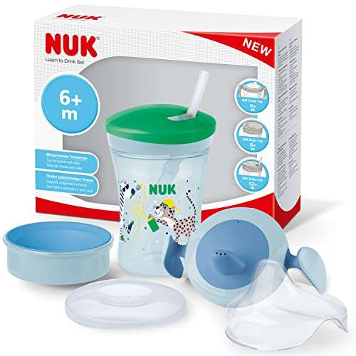 NUK Learn to Drink set con Trainer Cup Learner Cup + Magic Cup 360° + Action Cup Toddler Cup