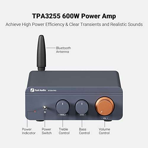 Fosi Audio BT20A Pro Sintoamplificatore [300W x 2 - Bluetooth 5.0]