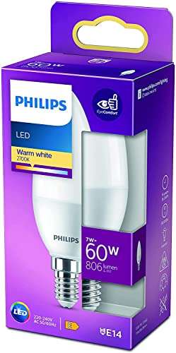 Philips lampadina LED Fiamma E14 [60W bianco caldo]