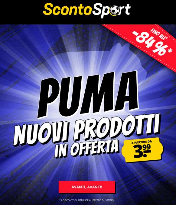 Scontosport Puma Nuovi prodotti in offerta da 3.99€