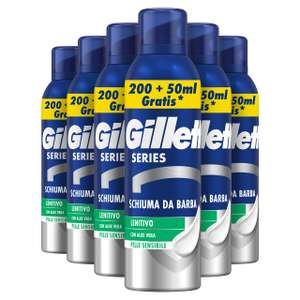 Schiuma da Barba Lenitiva Gillette Series | Con Aloe Vera (6 confezioni da 250ml)