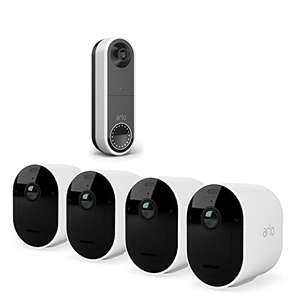 Arlo Pro 4, 4 Telecamere di Videosorveglianza WiFi - Video doorbell Wifi (90 giorni Secure inclusi)