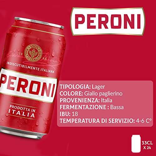 Birra Peroni - Cassa con 24 Birre in Lattina [da 33 cl, 7.92 L, 4.7% vol]