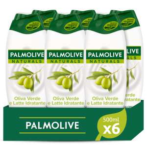 Palmolive Bagnoschiuma Naturals Oliva Verde e Latte Idratante 6 x 500 ml