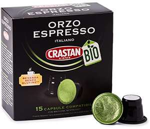 Crastan Capsule Compatibili Nespresso - Orzo Biologico - 6 confezioni da 15 capsule [tot. 90 capsule]