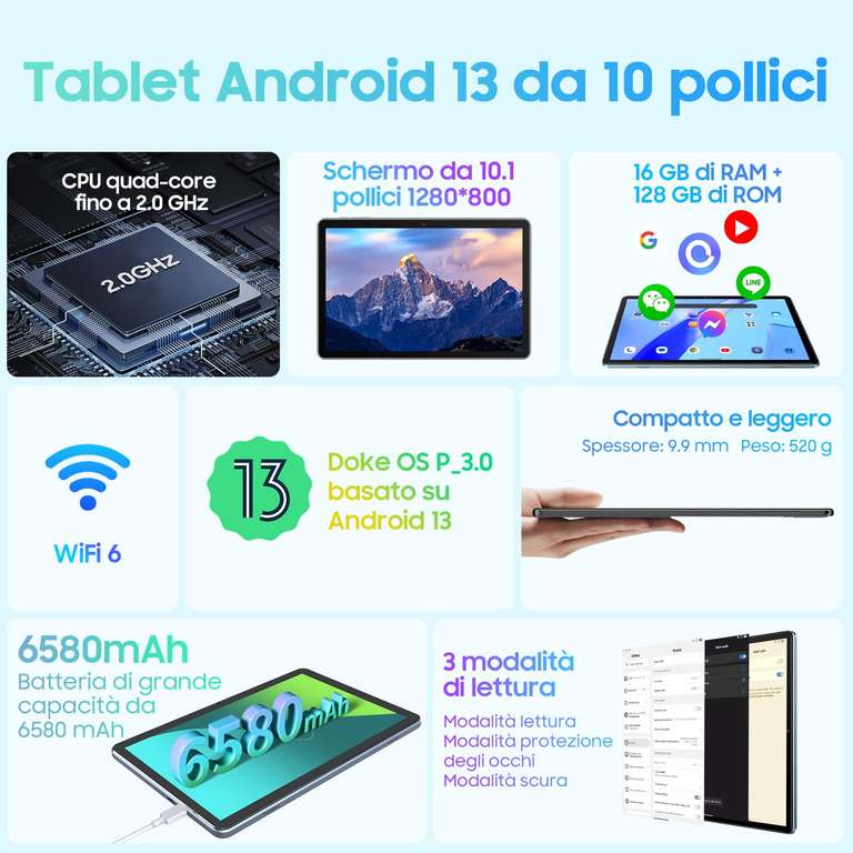 Blackview 2024 WIFI 6 Tab 70 WiFi Tablet PC [16GB+128 GB]