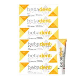 Dentifricio Betadent Soft per denti sensibili: azione lenitiva e sanificante con ingredienti naturali (6x100ml)