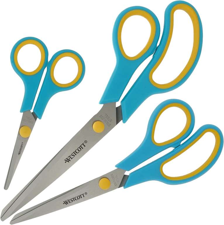 Westcott Easy Grip Scissors 3 pezzi [3 colori]