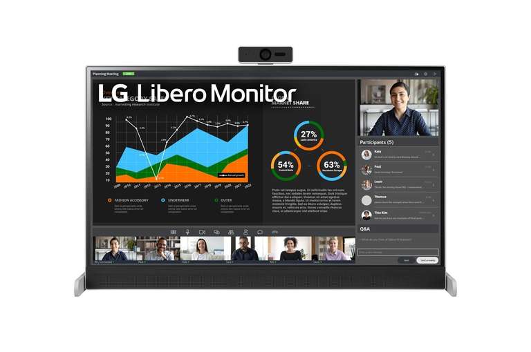 LG Libero Monitor 27'' Serie BQ70 [Quad HD, IPS, Webcam e Speaker Integrati, USB-C]