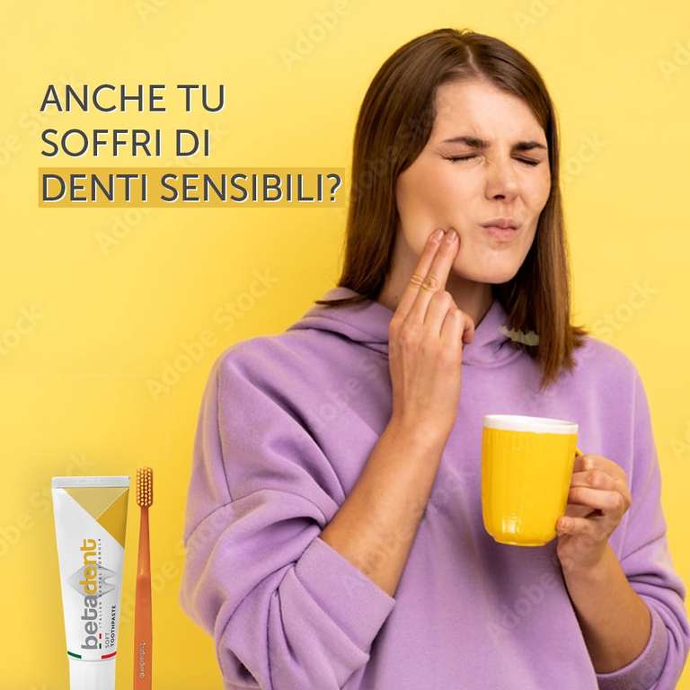 Dentifricio Betadent Soft per denti sensibili: azione lenitiva e sanificante con ingredienti naturali (6x100ml)
