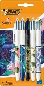 BIC 4 Colori Botanical - Set di 5 Penne Multicolore con Motivi Floreali