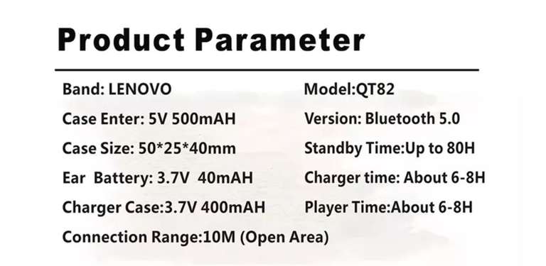 (2PZ) Auricolari Lenovo QT82 TWS (Wireless)