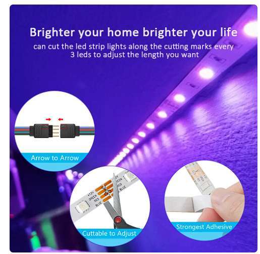 Striscia luminosa LED RGB da 10 metri [5050, Bluetooth, App] (Nuovi account, serve uno nuovo...)