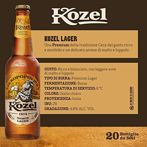 Kozel Premium Lager Birra - Cassa da 20 x 50 cl [10L]