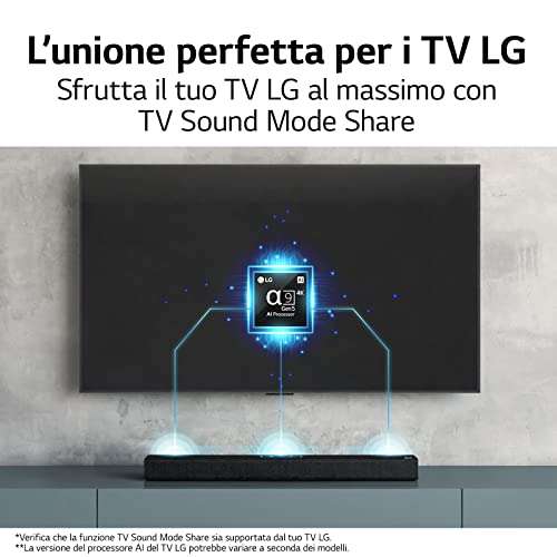 LG S40Q Soundbar TV 300W, 2.1 Canali [Subwoofer Wireless, AI Sound Pro, Bluetooth, Ingresso Ottico, HDMI in/out]