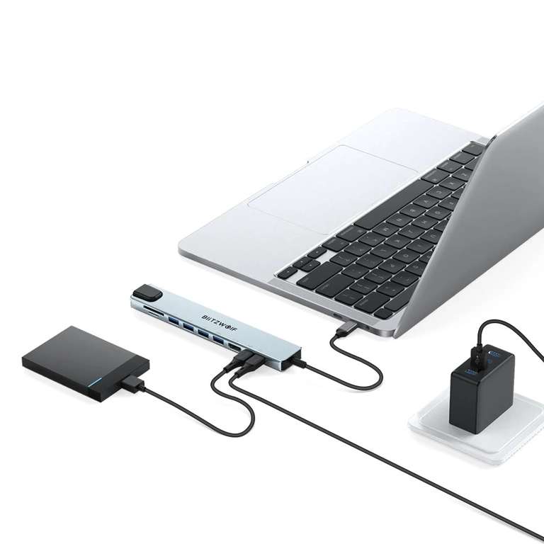 BlitzWolf - Hub USB 10 in 1 [HDMI, PD 100W, RJ45 Ethernet, ecc]
