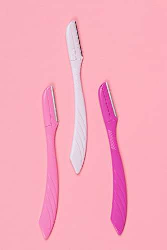 Wilkinson Sword Eyebrow Shaper | Confezione da 3 Rasoi per Sopracciglia e Viso Donna (rosa, 20g)