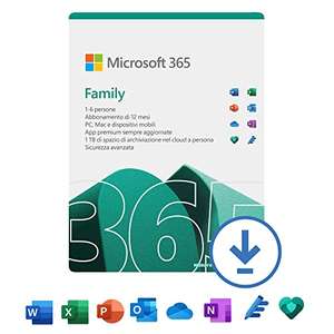 Microsoft 365 Family - Office + 1TB cloud a persona fino a 6 persone - abbonamento annuale