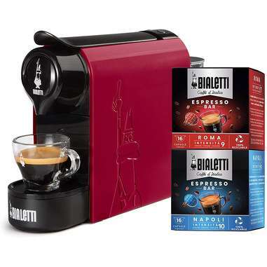 Macchina automatica per espresso Bialetti Gioia + 32 capsule [0,5L, colore rosso]
