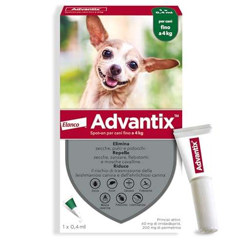 Advantix Spot-on antiparassitario per Cani fino a 4 kg, 1 pipetta da 0,4 ml.