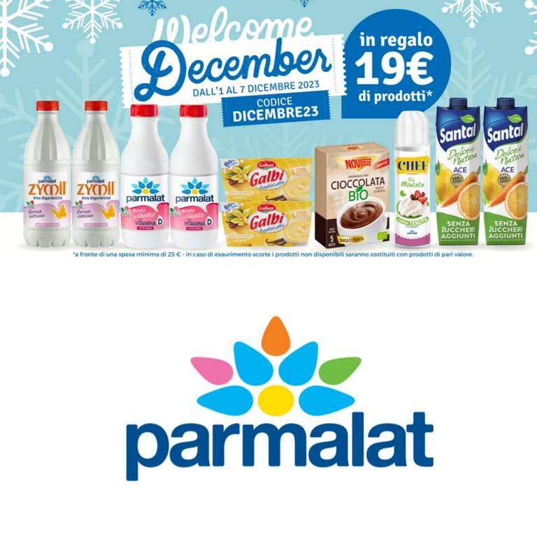 Parmalat: 19 € di prodotti omaggio + 10% sul primo acquisto + cashback »