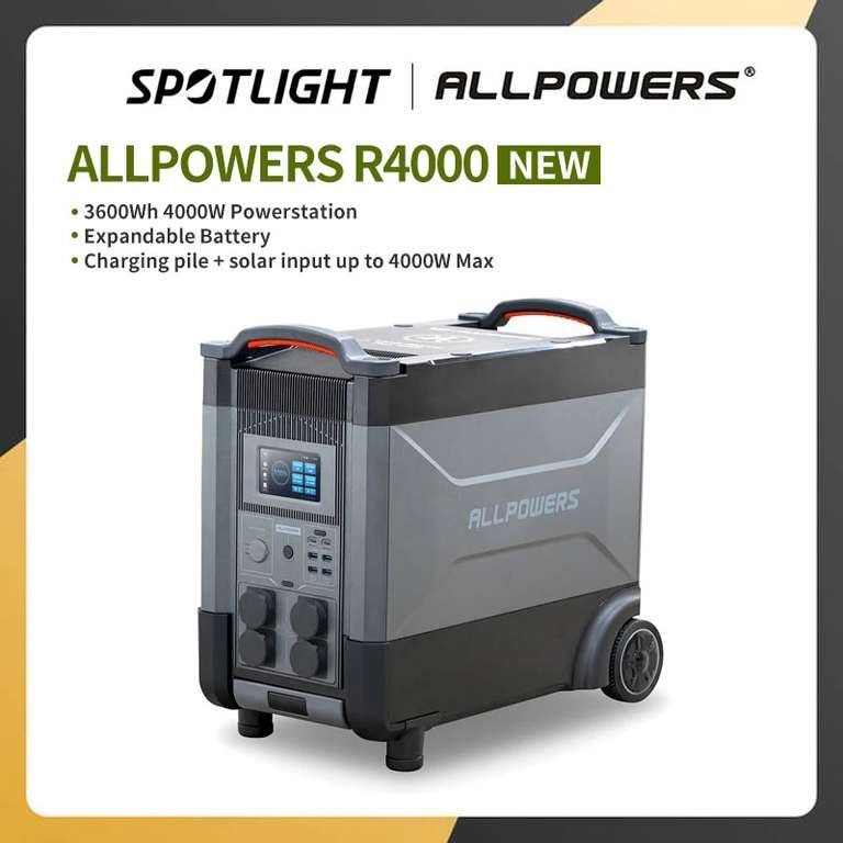 Generatore di emergenza ALLPOWERS Battery R4000 LiFePO4 [portatile, 3600Wh - 4000W]