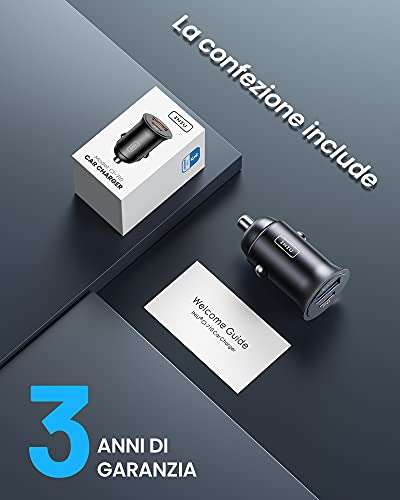 INIU Caricatore Auto [USB C 30W+USB A 30W]