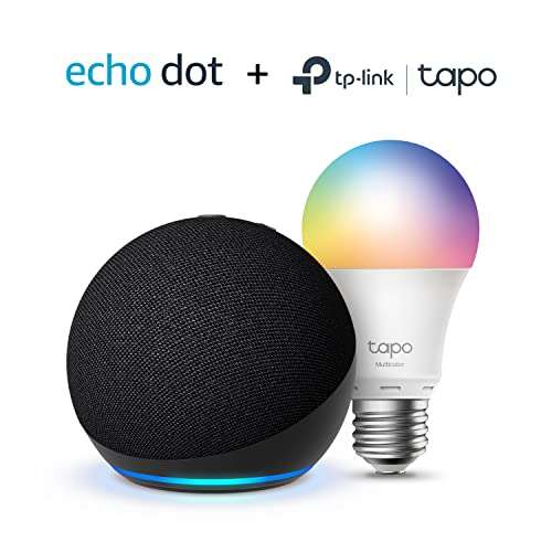 Echo Dot (5ª generazione, modello 2022), Antracite + TP-Link Tapo Lampadina Intelligente LED Multicolore (E27)