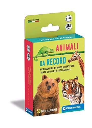Clementoni - Animali da record - 50 carte illustrate, gioco educativo sugli animali