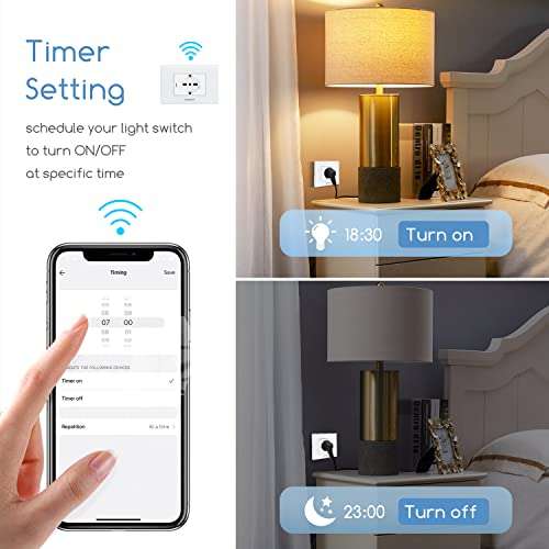 Aigostar Smart presa a muro Intelligente [Connettività WiFi, Alexa, Google Home, MAX.3680W 16A]