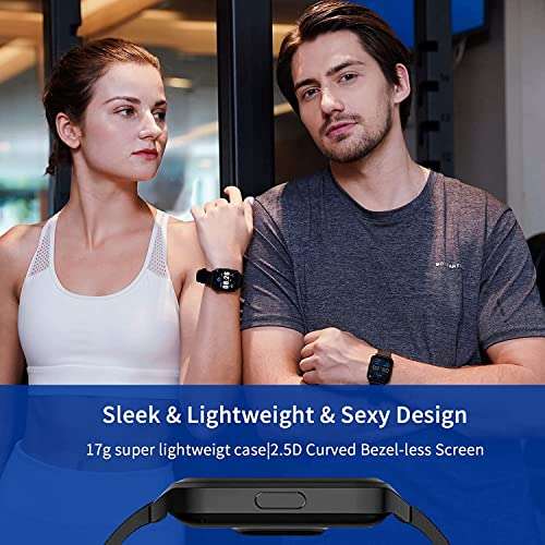 Deeprio - Smartwatch Impermeabile [P68, Cardiofrequenzimetro da Polso Android iOS, Nero]I