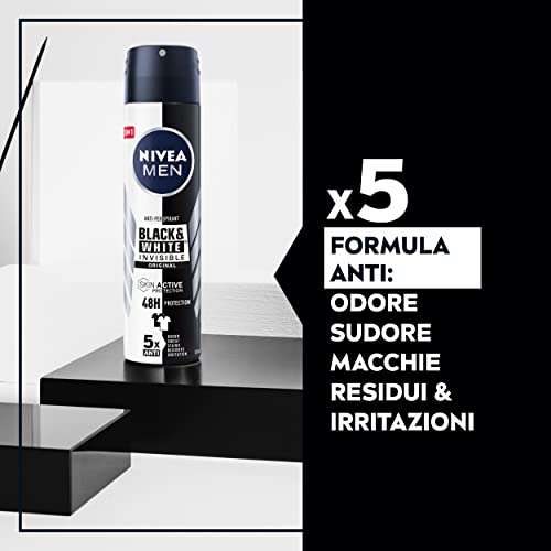 NIVEA MEN Black & White Invisible | Deodorante Spray 6x150 ml - Freschezza 48h