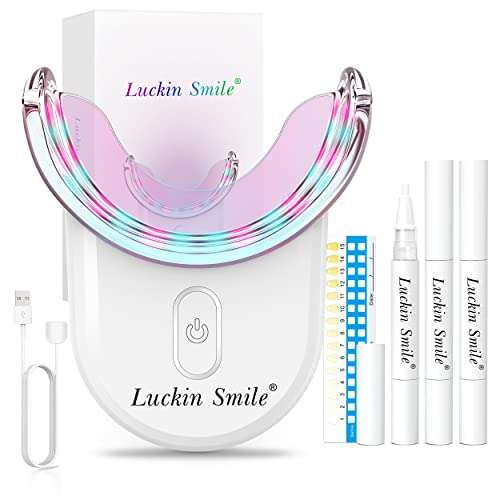 LuckinSmile Kit Sbiancamento Denti, 3*3ml Gel Sbiancante per Denti, 2 Livelli Modalità Sbiancante, 32X Luce LED