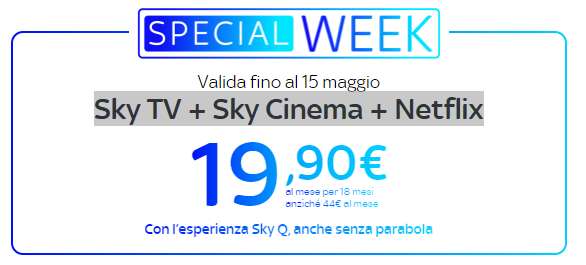 Sky TV + Sky Cinema + Netflix 19.9€