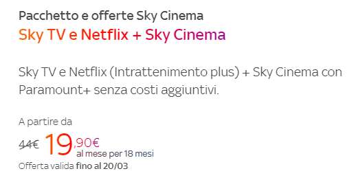 Sky TV e Netflix + Sky Cinema + Paramount