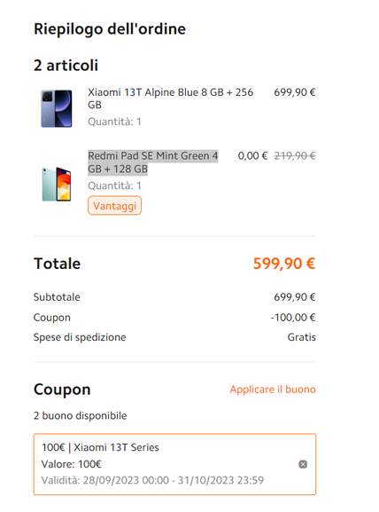 Bundle Xiaomi 13T [8/256GB] in regalo Tablet Redmi Pad SE 11 [4/128GB] »