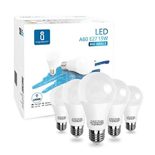 Aigostar - Pacco da 5 Lampadine LED [E27, 15W, bianca fredda]