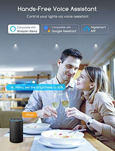 Lampadina Aigostar Smart Alexa - [compatibile con Alexa/Google Home, 1 pezzo]