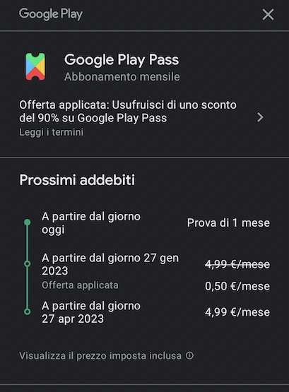 Google Play Pass: 1 mese gratis + 3 mesi a -90% [nuovi abbonati]