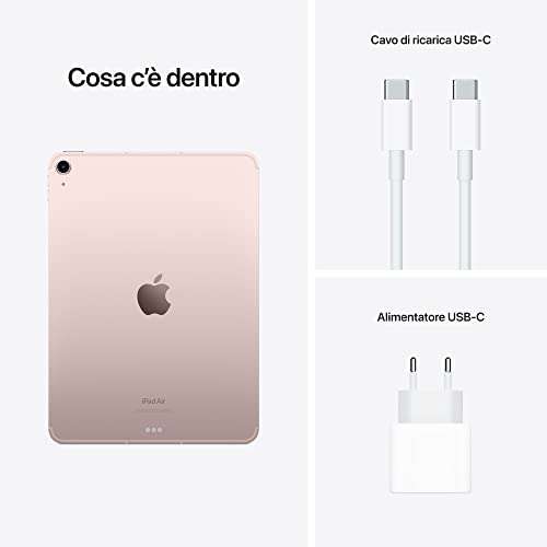 Apple - iPad Air (2022) 64GB [10,9", WiFi + 5G, 8/64GB, chip M1] (Amazon colore rosa)