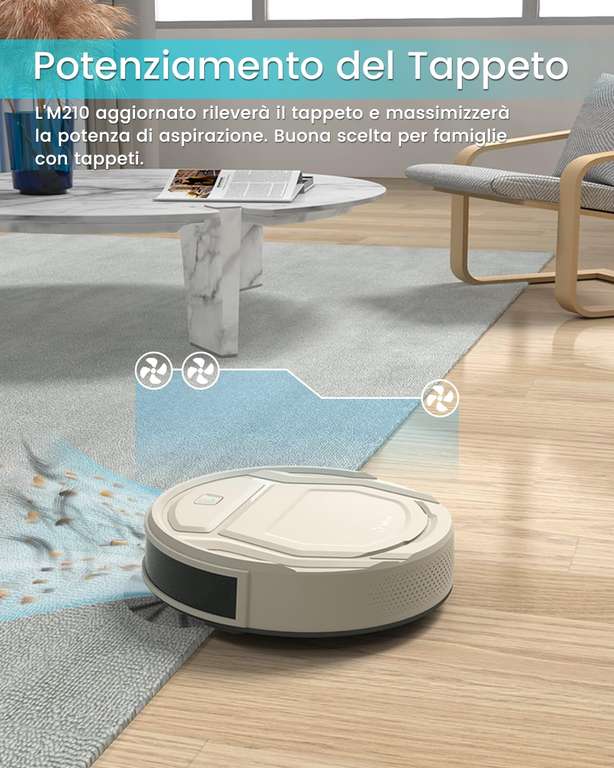 Aspirapolvere Robot Lefant M210-Pro | 2200Pa, Wi-Fi/App/Alexa (grigio champagne)