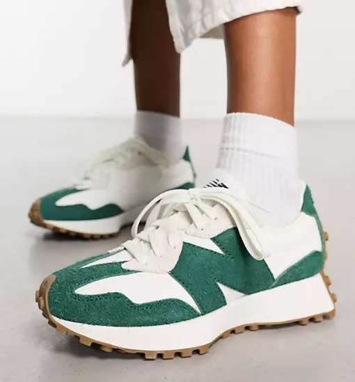 New Balance - 327 - Sneakers bianche e verde pastello