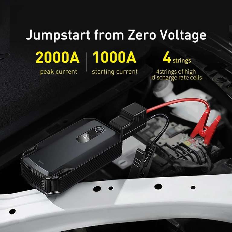 Caricabatterie di emergenza per auto Baseus 20000mAh - [Power Bank 2000A 1000A]