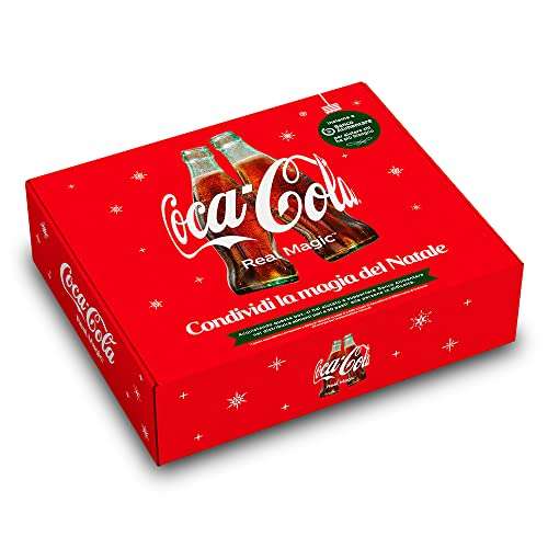 Coca-Cola Christmas Box Limited Edition [2 Bottiglie di Vetro da 350 ml, guanti, cappellino]