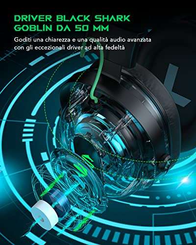 Cuffie Gaming Black Shark Goblin X6 con microfono cardioide a cancellazione di rumore